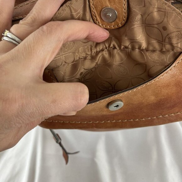 Fossil Cognac-Colour Leather Medium-Size 70s Style Handbag - Picture 4 of 16